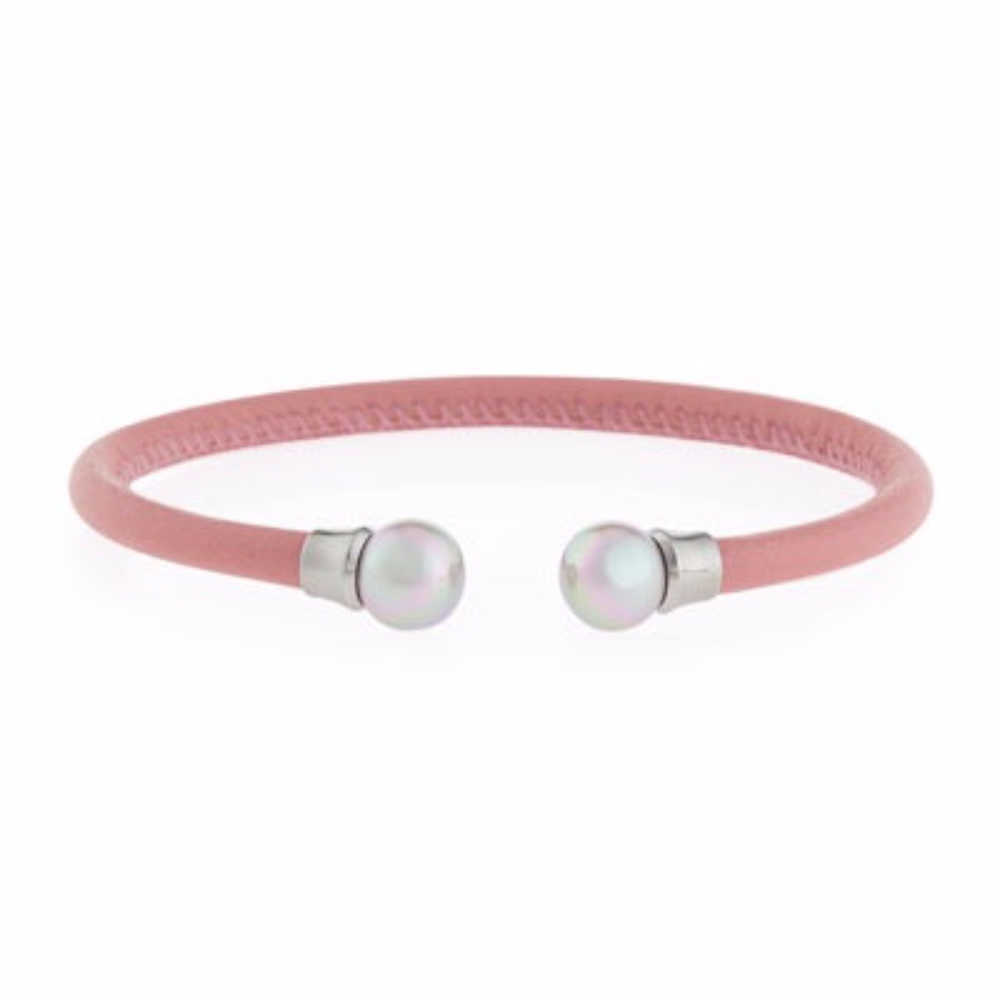 FLAWLESS Majorica Pearl Pink Leather Bangle